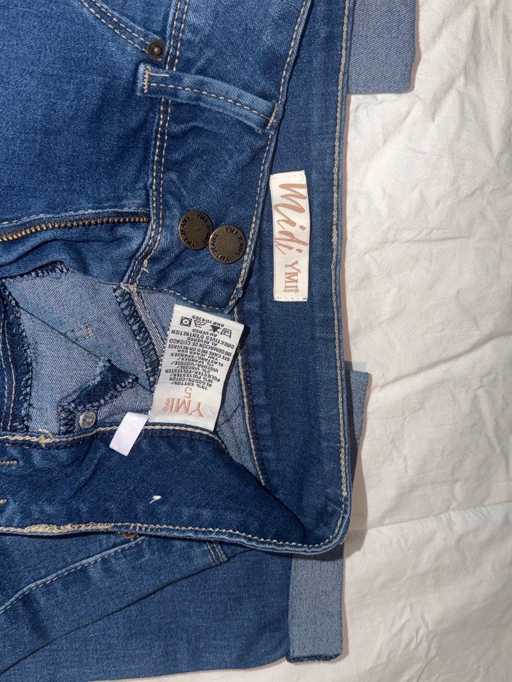YMI Mid Wash Double-Button High-Rise Denim
